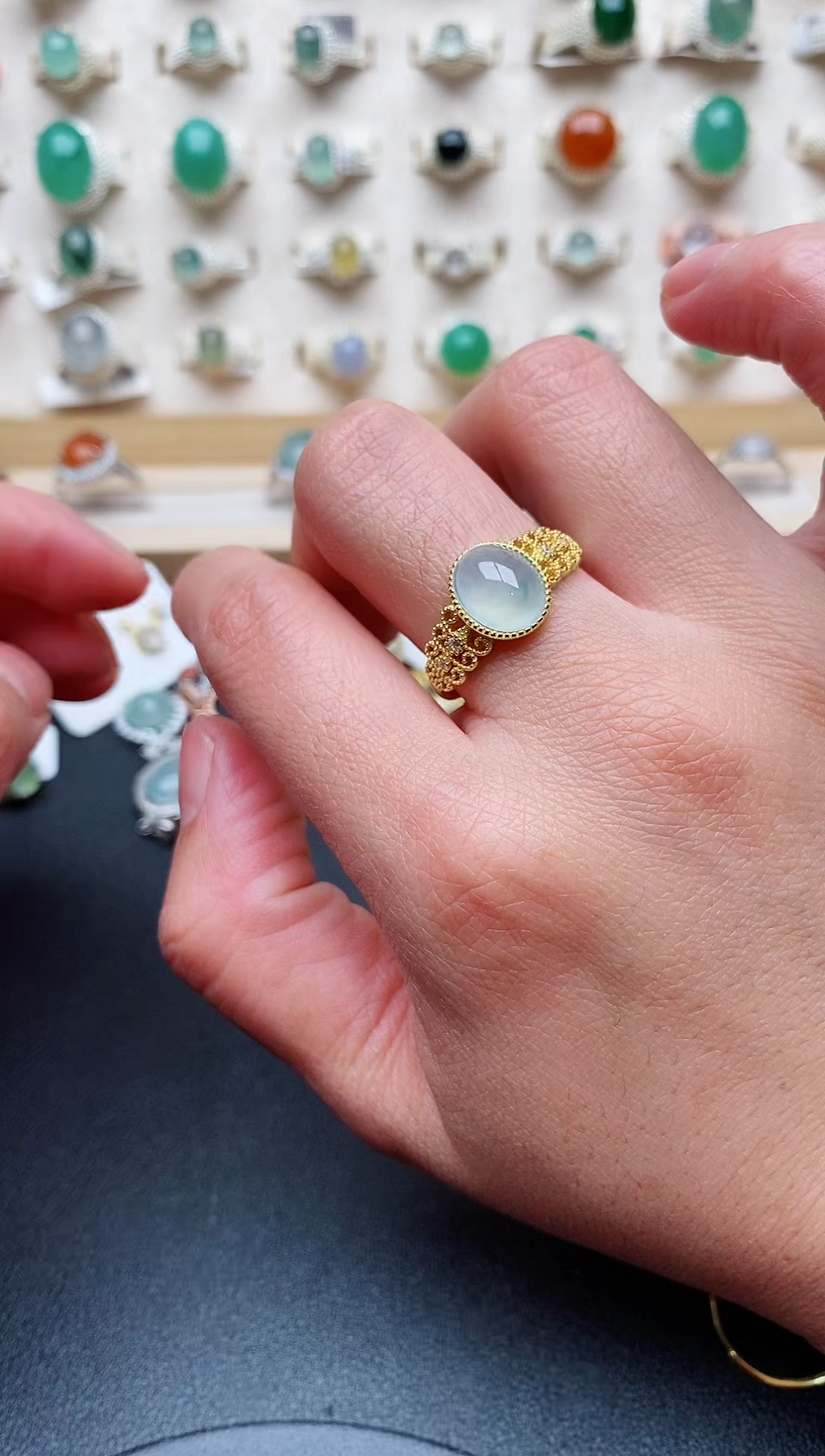 【闪购商品】翡翠戒指银S925镶嵌天然翡翠333   4+