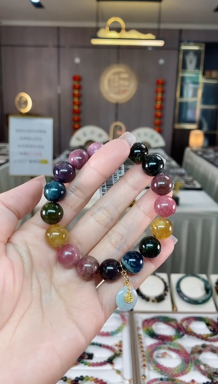 【闪购商品】碧玺单圈手串12mm+未镶嵌（多样性发一条）hon