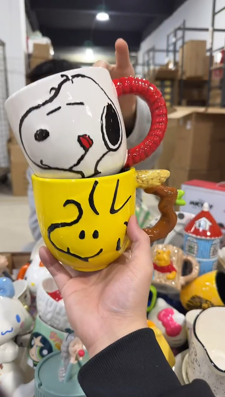 瓷片史努比小黄鸡对杯