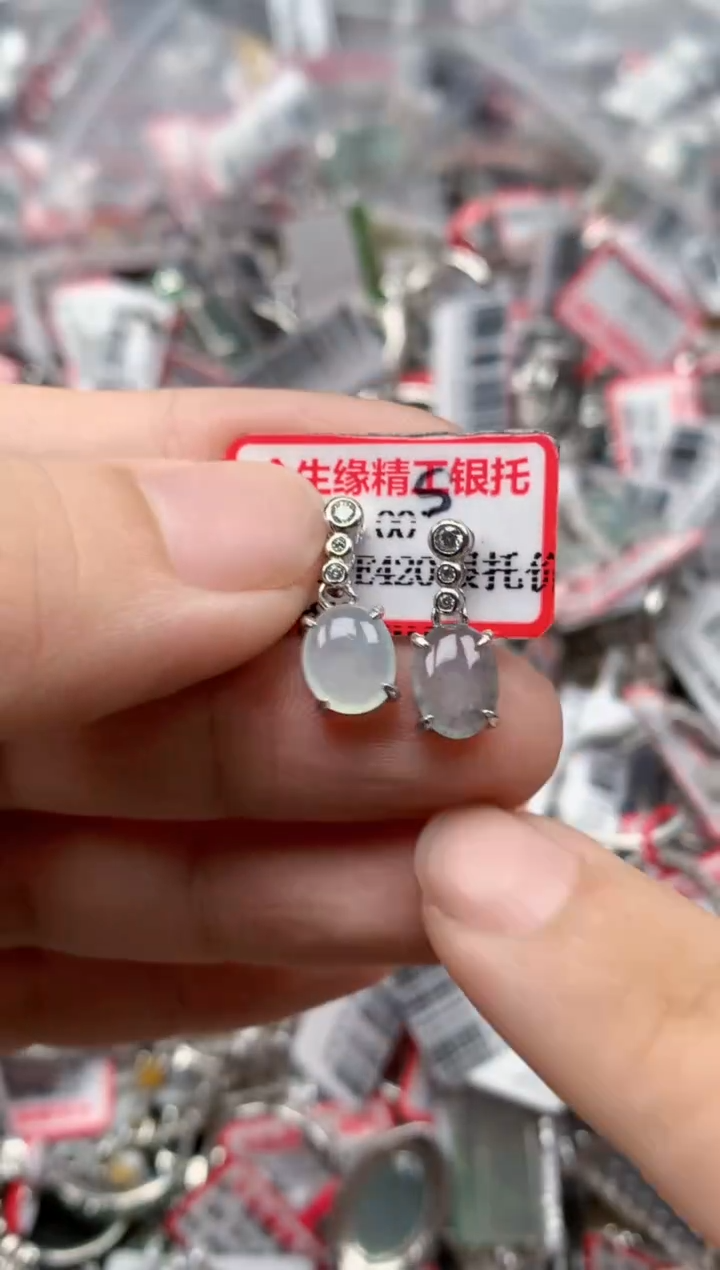 银S925镶嵌戒指翡翠天然A货缅甸翡翠