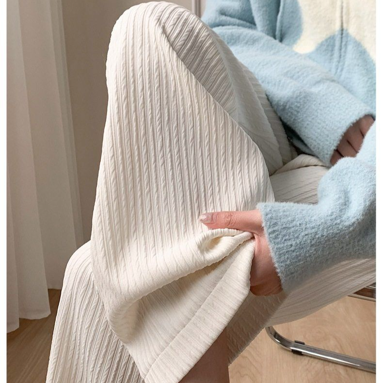 最新款2025年云朵针织宽松高腰显瘦直筒款裤