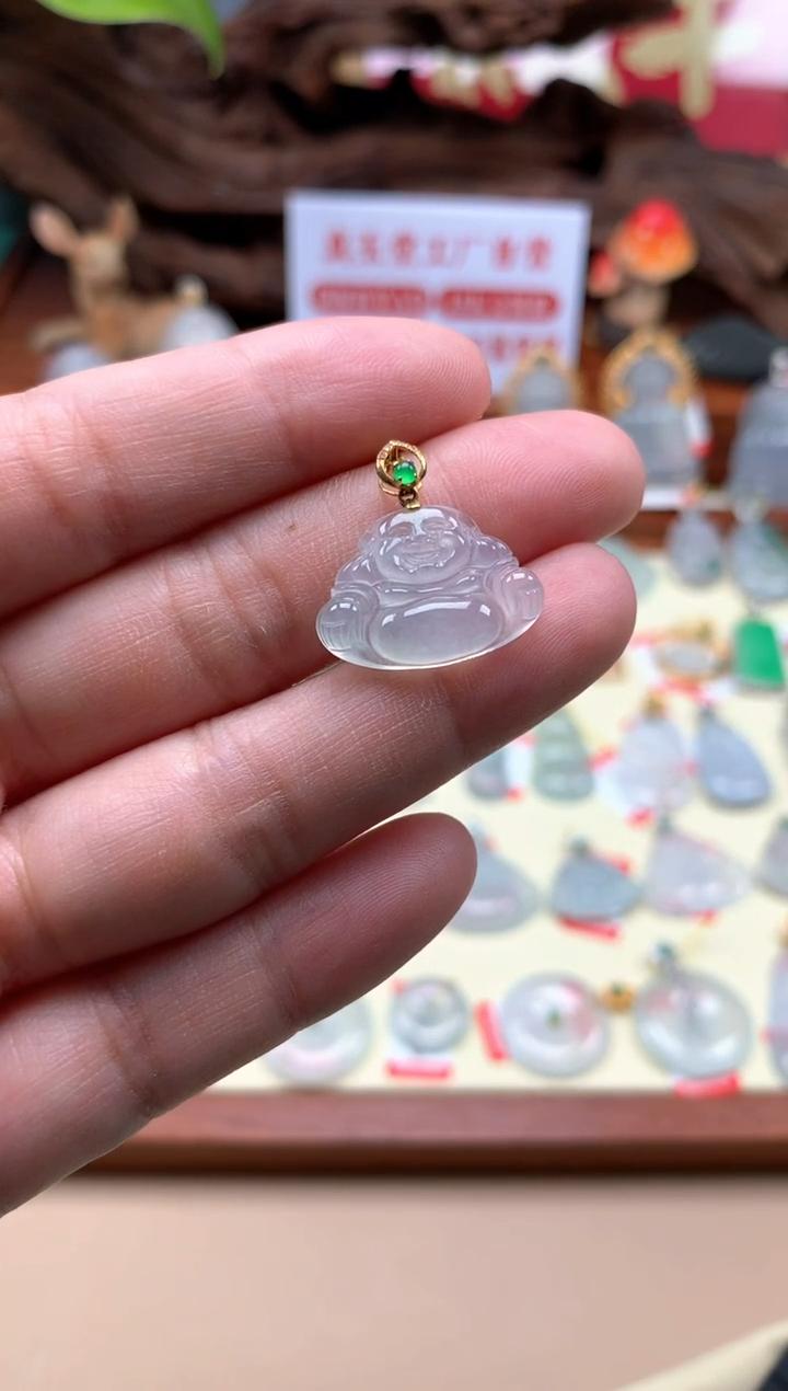 【闪购商品】翡翠18K金镶嵌颈饰佛公