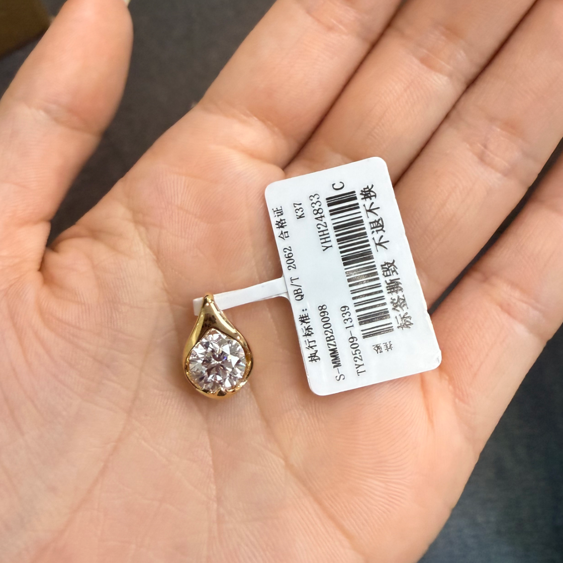 实验室培育钻石18K金老钱风吊坠（不含链）TY2509-1339