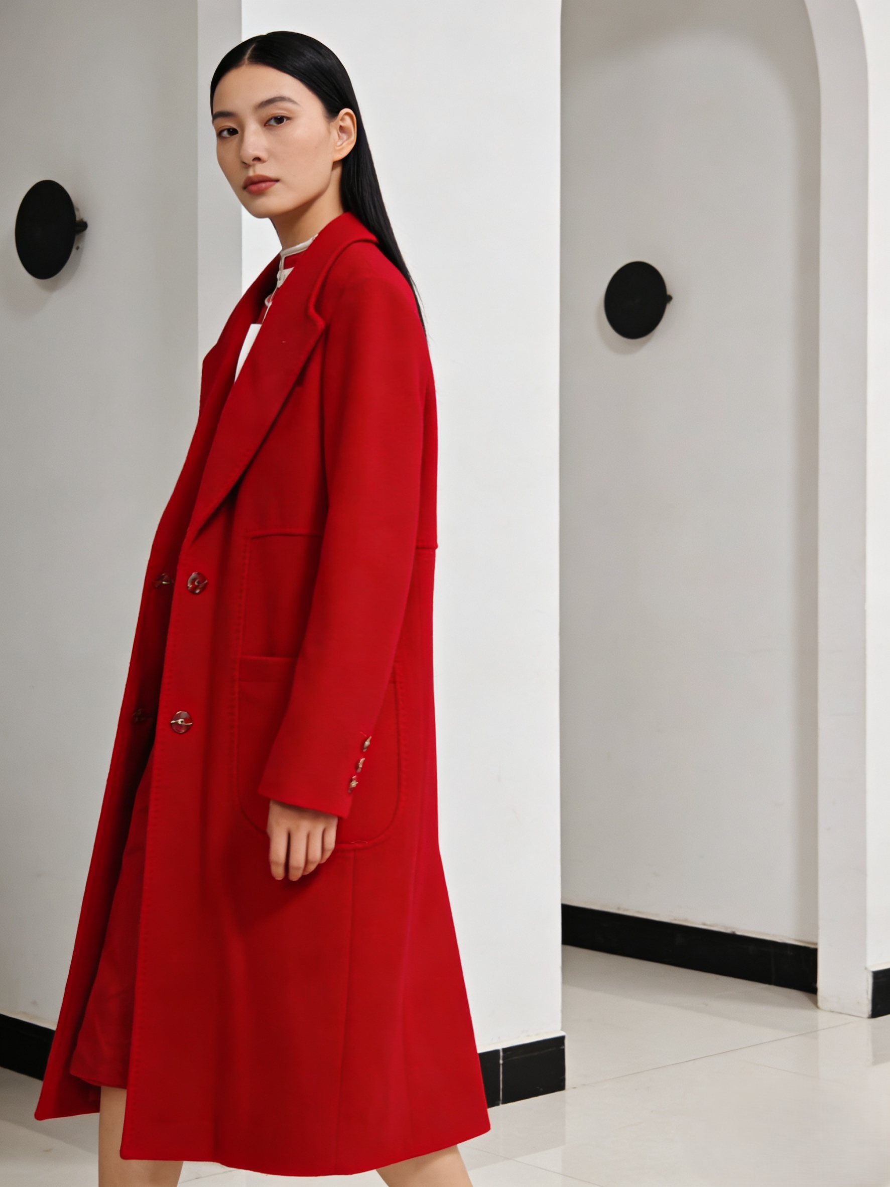 【B201-B400】单、双面尼秋冬女长款毛呢常规款加厚外套[非主图]-B