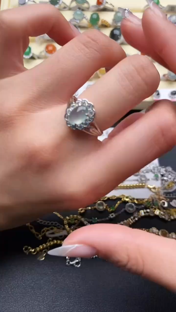 【闪购商品】翡翠戒指银S925镶嵌333333 +4