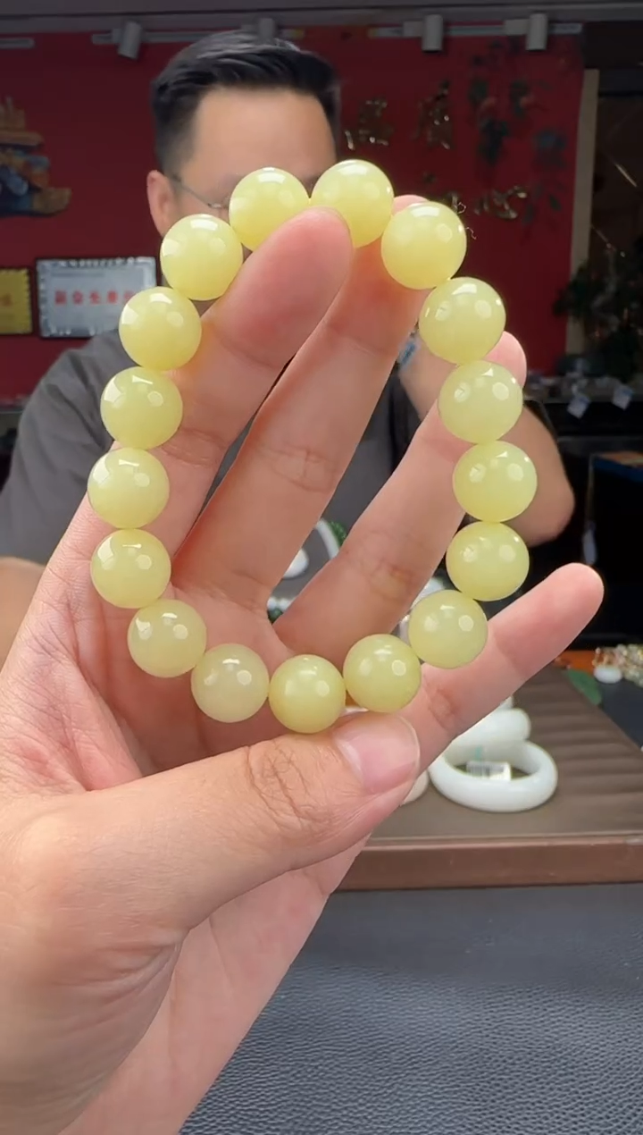 手串未镶嵌和田玉黄口单圈手串