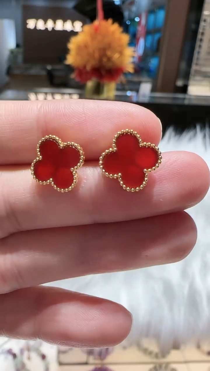 【闪购商品】玛瑙/玉髓耳钉18K金镶嵌耳钉