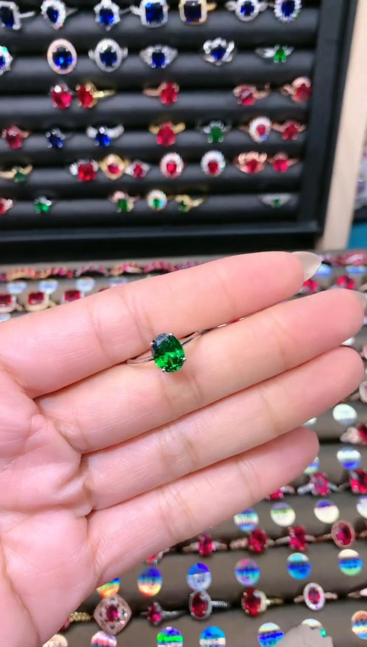 【闪购商品】透辉石戒指银S925镶嵌79