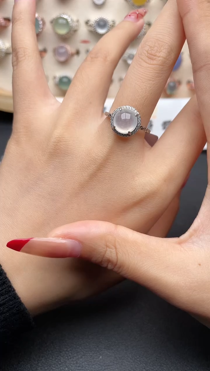 【闪购商品】翡翠戒指银S925镶嵌一物一证一礼盒