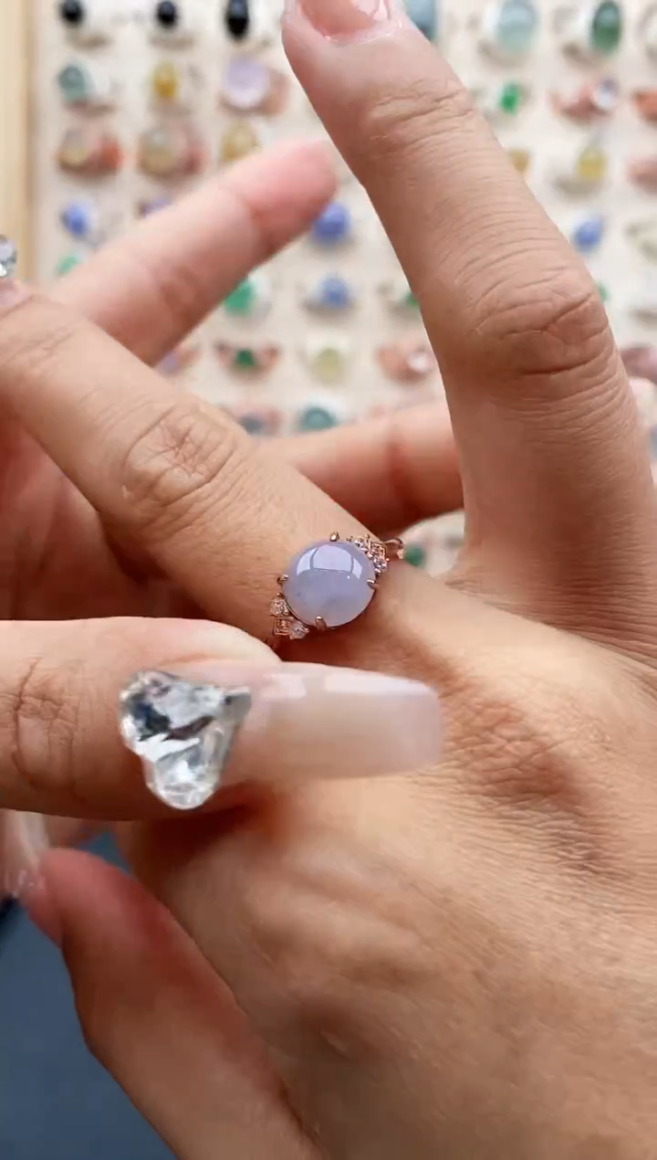 【闪购商品】翡翠戒指银S925镶嵌缅甸天然A货翡翠333  4+1