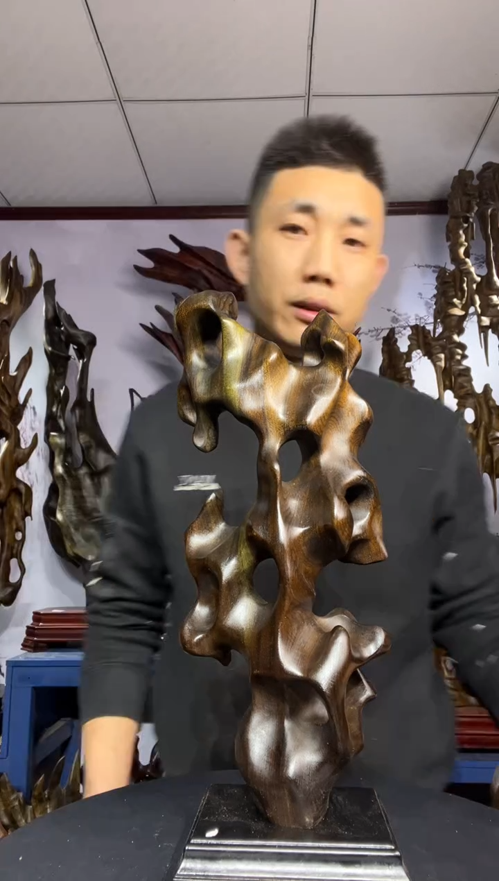 金丝楠木雕款铭****条金丝楠木工艺品摆件