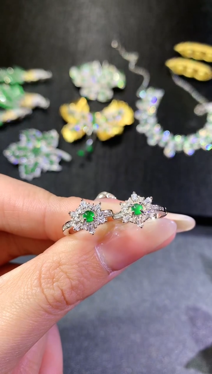 【闪购商品】翡翠耳饰银S925镶嵌205耳饰（多样性发货一件