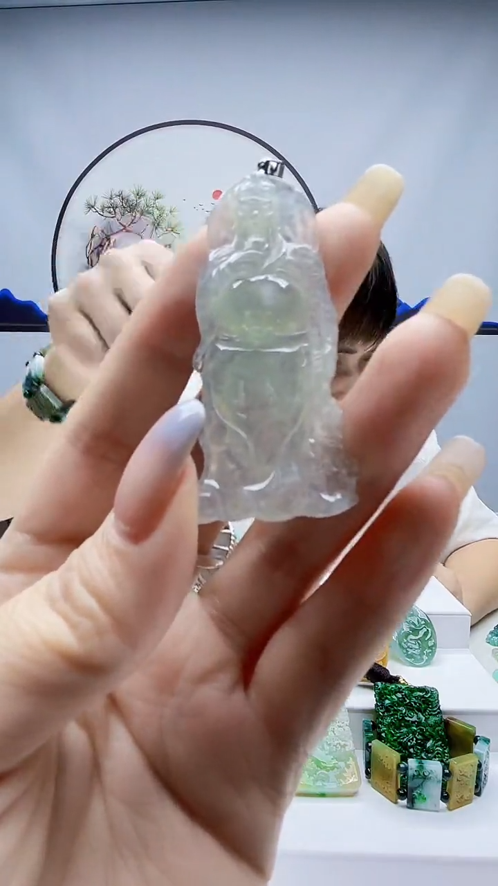 18K金镶嵌定制翡翠毛货-挂件70