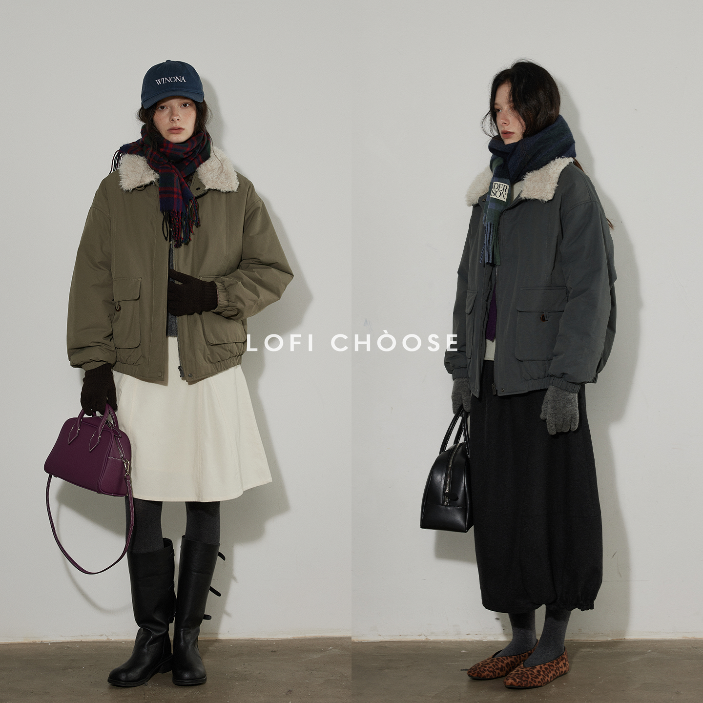 Lofi choose 羊羔毛翻领工装加厚派克棉服女冬季宽松保暖夹棉外套