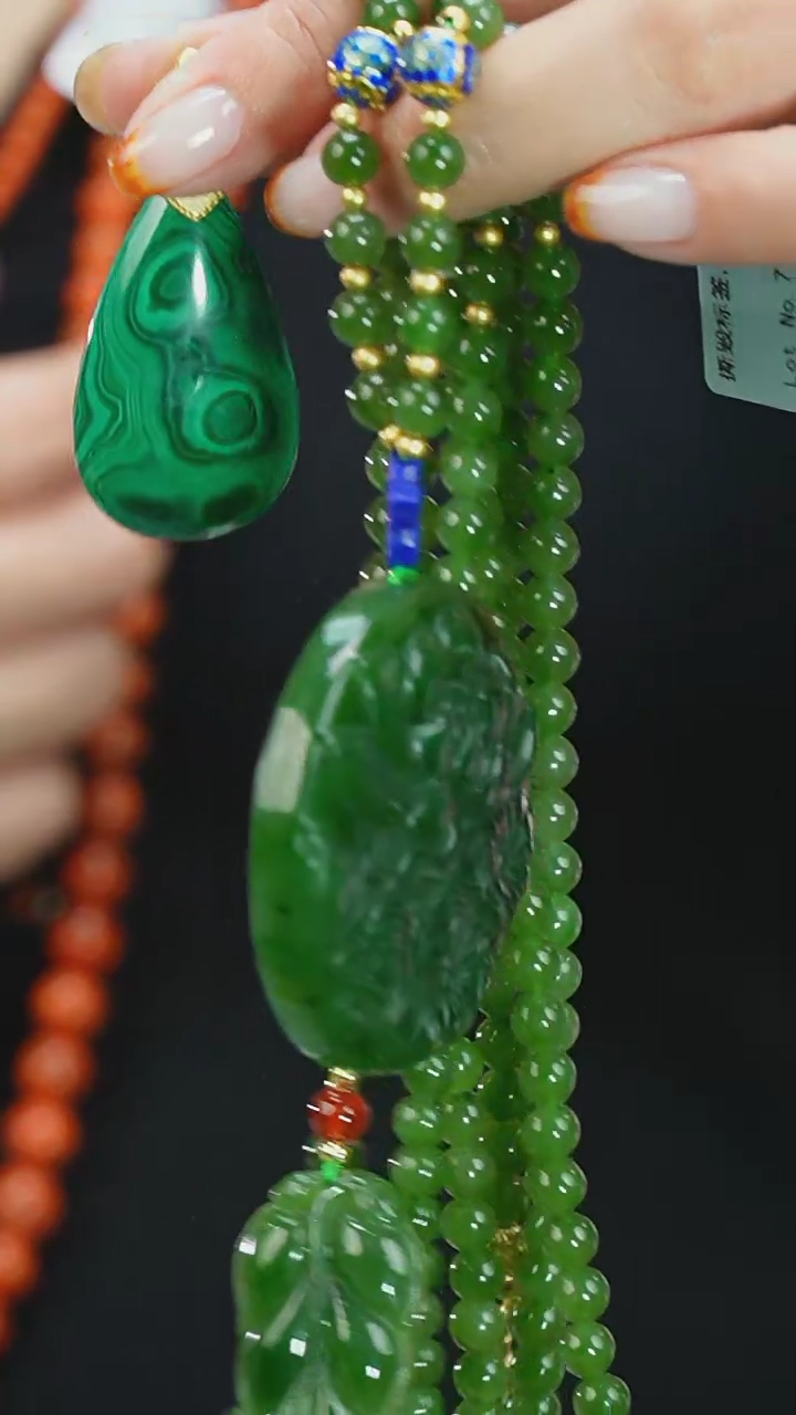 【闪购商品】和田玉四件套未镶嵌树叶+项链+吊坠+圆牌 14