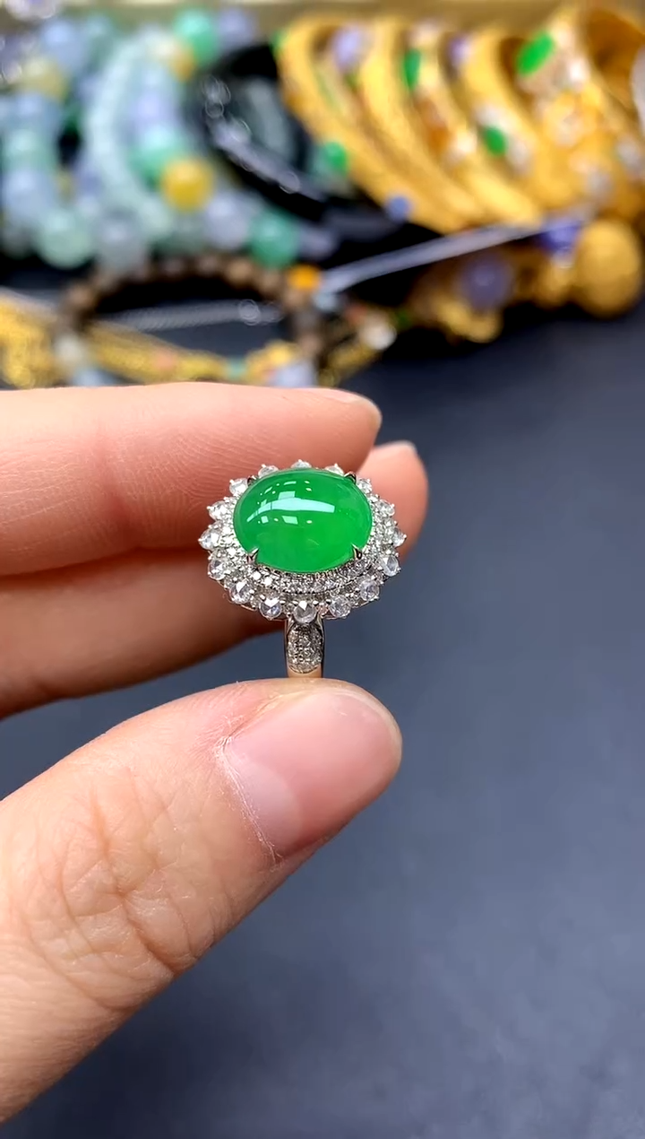 18K金镶嵌戒指翡翠340-中国好珍宝