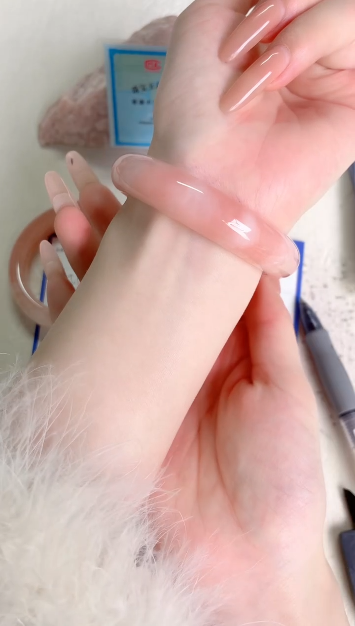 未镶嵌手镯石英质玉桃花71-圈口53.2