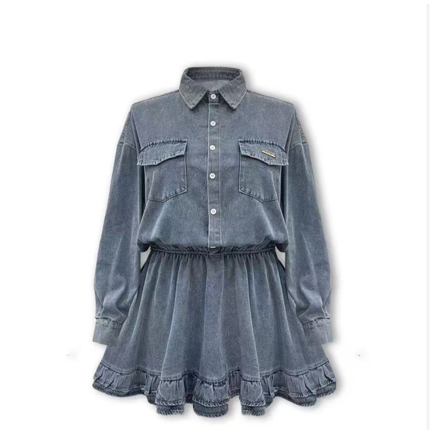 【博旺家】春季新款胖MM首选牛仔连衣裙