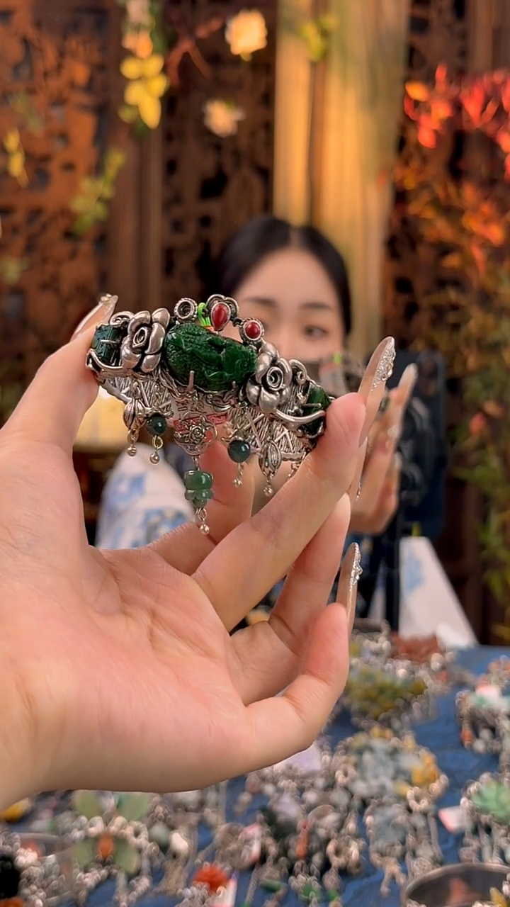银S925镶嵌手镯翡翠手镯