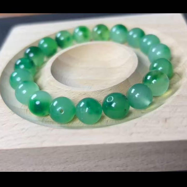 正品卡10MM缅A玻飘绿花珠子多样性发一（PL010)