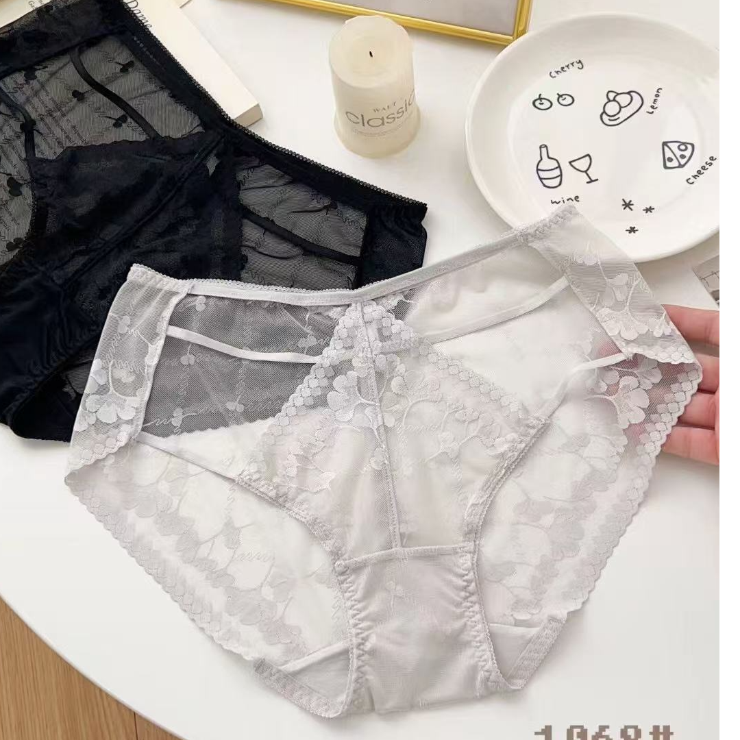 混搭三条装三角内裤蕾丝性感少女舒适不卡档中腰高弹透气无痕内裤