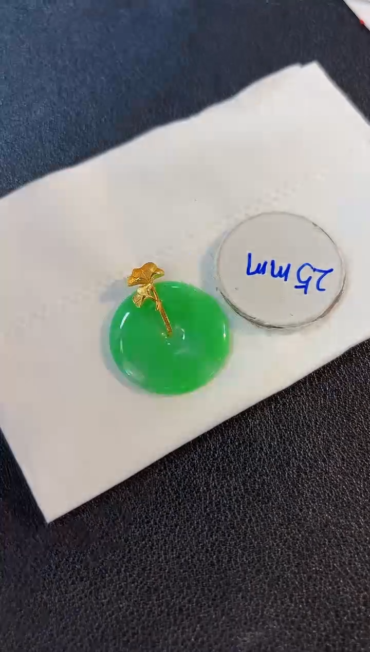 翡翠18K金镶嵌颈饰 缅料A货/支持复检/一件