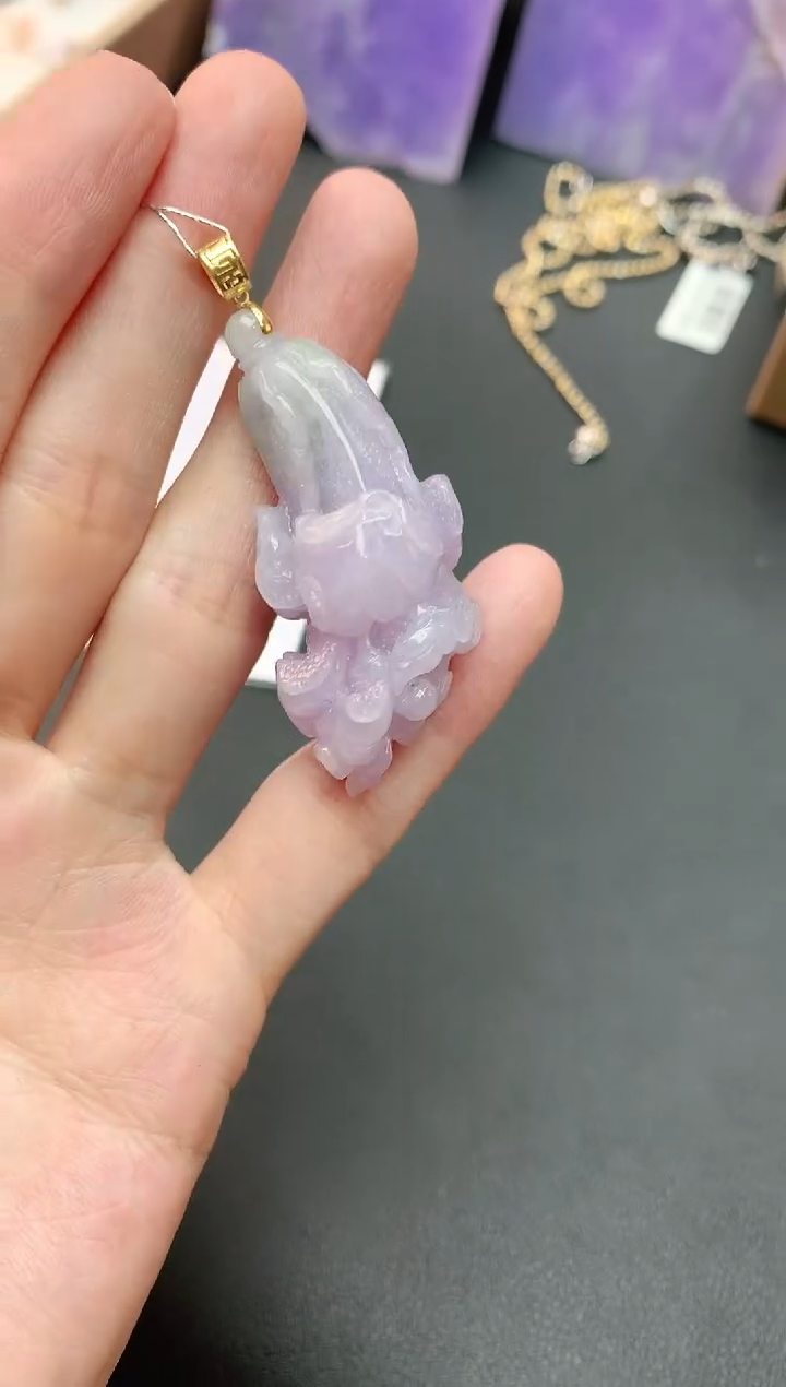 【闪购商品】翡翠颈饰18K金镶嵌赠礼盒证书 小君