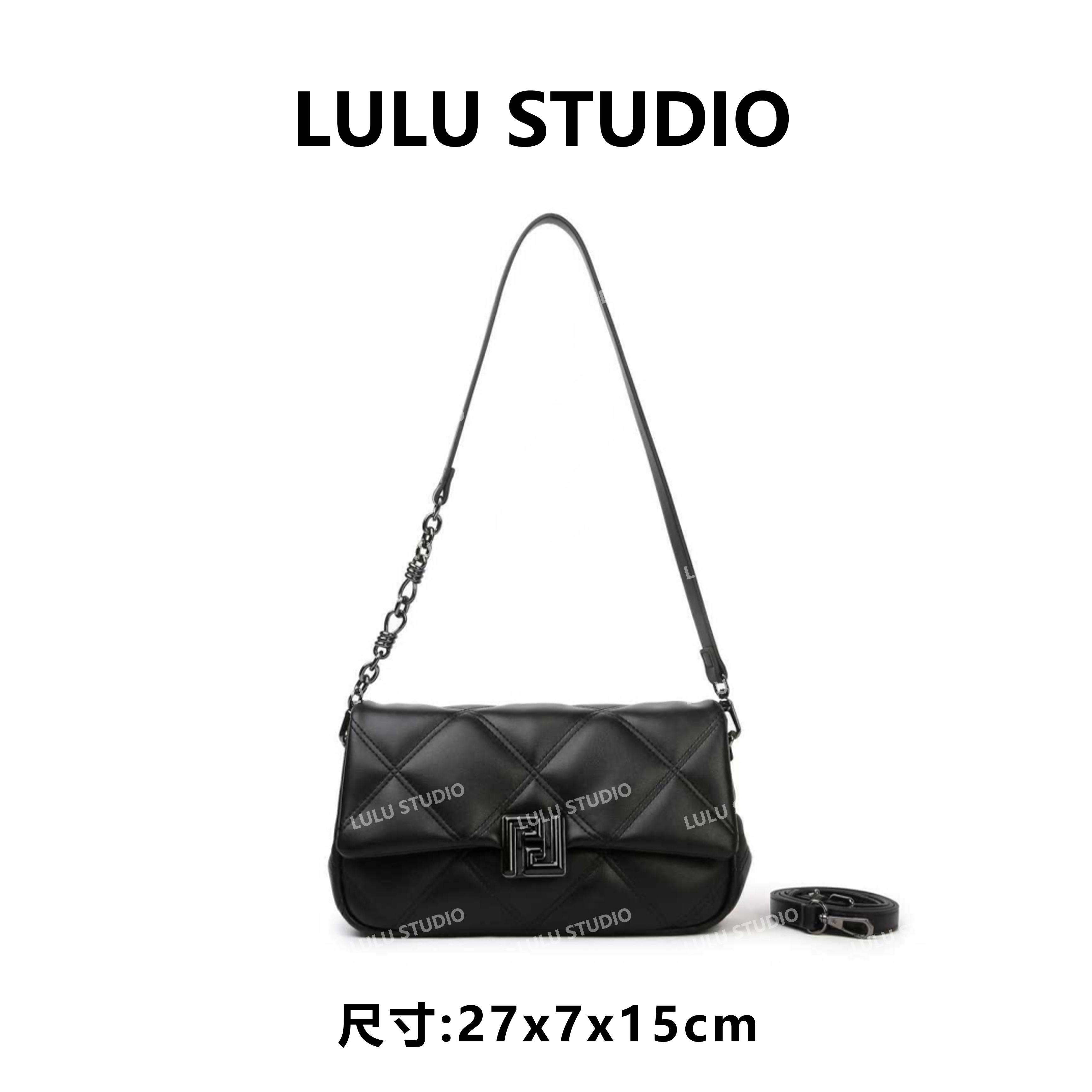 【RAIN.CUN】SKL-77596-黑色RAIN.CUN气质时尚百搭简约斜跨轻奢女包