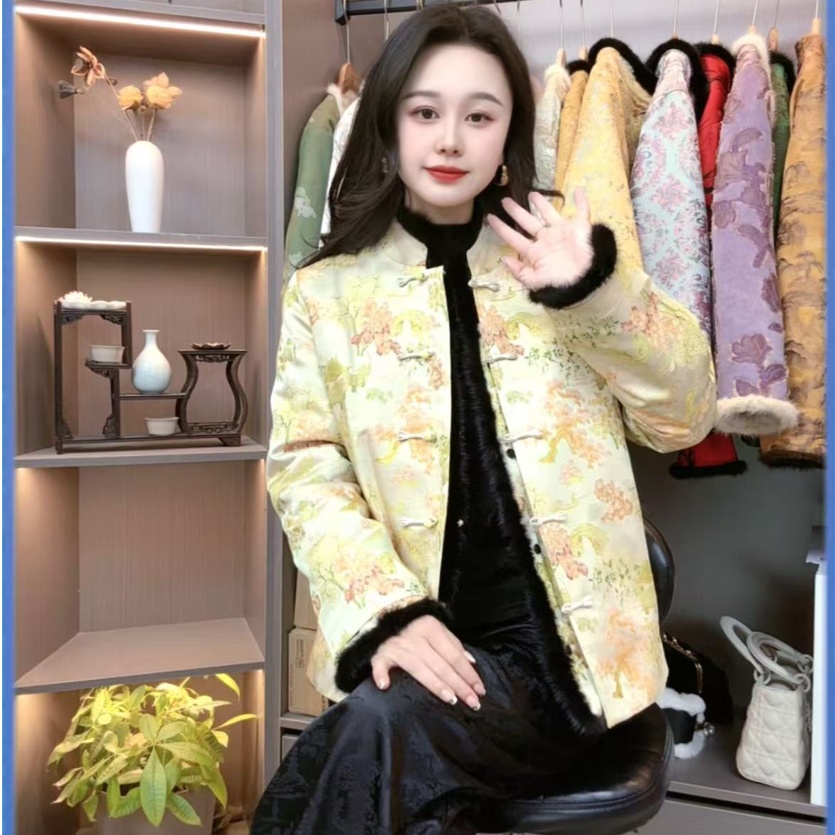 新款气质国风保暖两面穿水貂皮毛一体加厚冬季柔软保暖S082