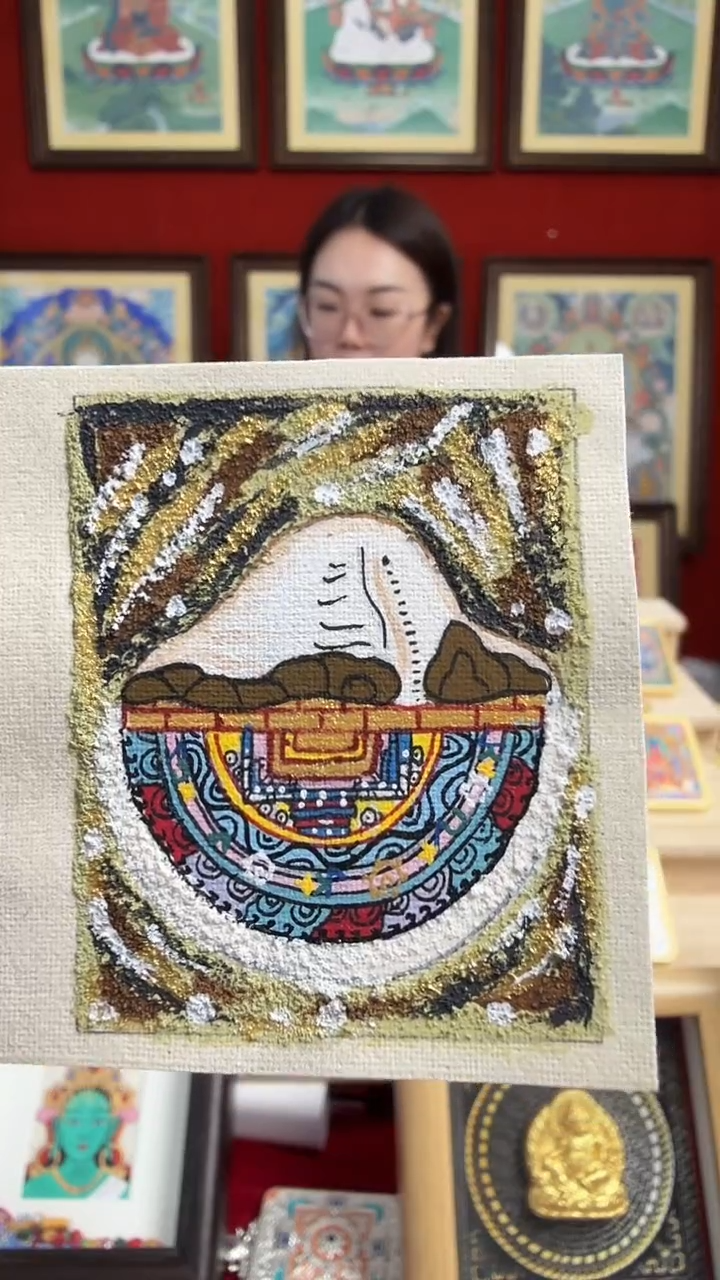 吊坠背卡-热贡纯手绘唐卡