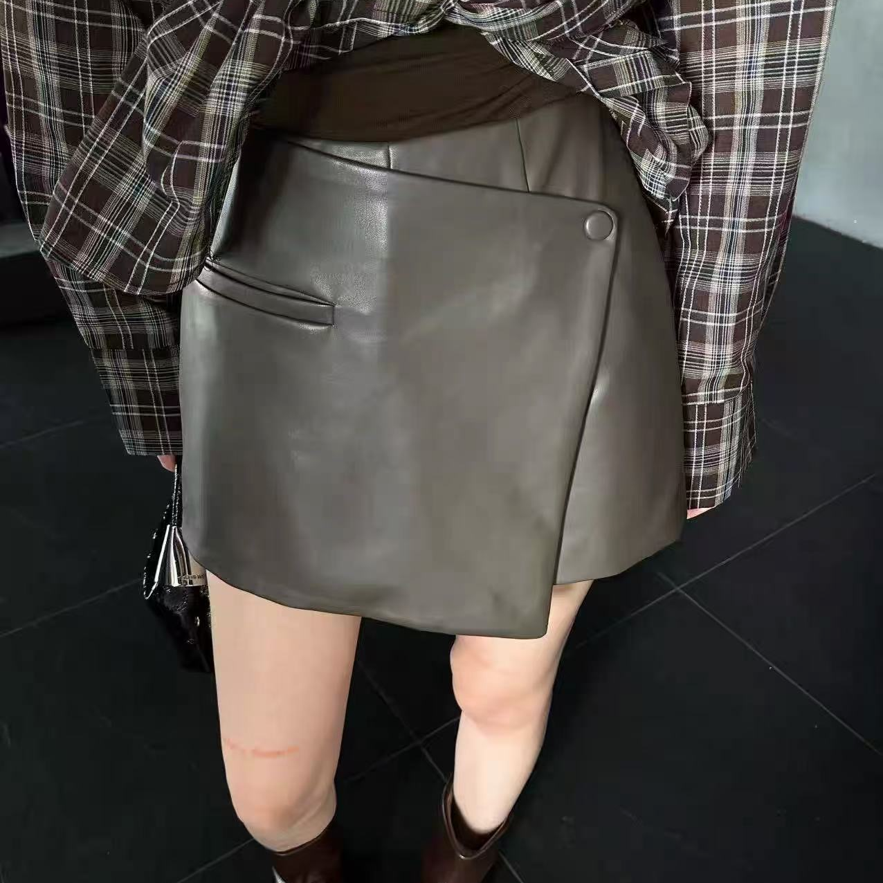 【9005】DM#不规则设计时尚皮裤裙