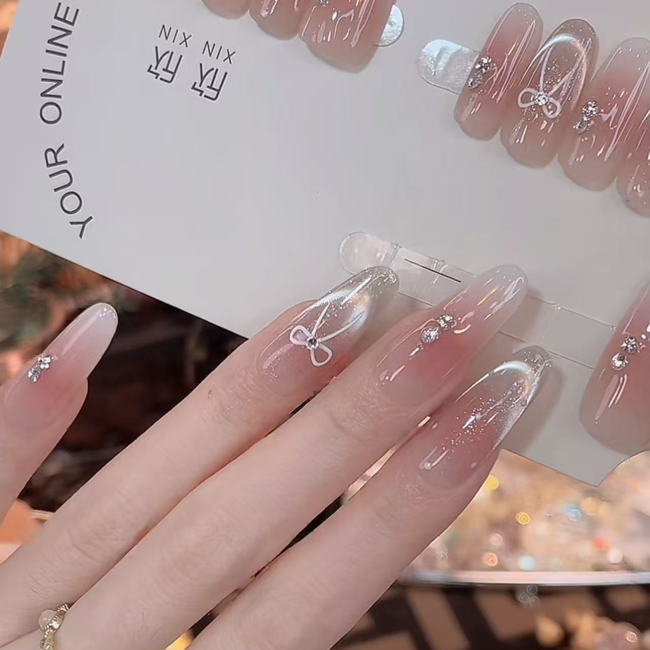 手绘仙女结- painted clear bow 纯手工穿戴甲 10片装