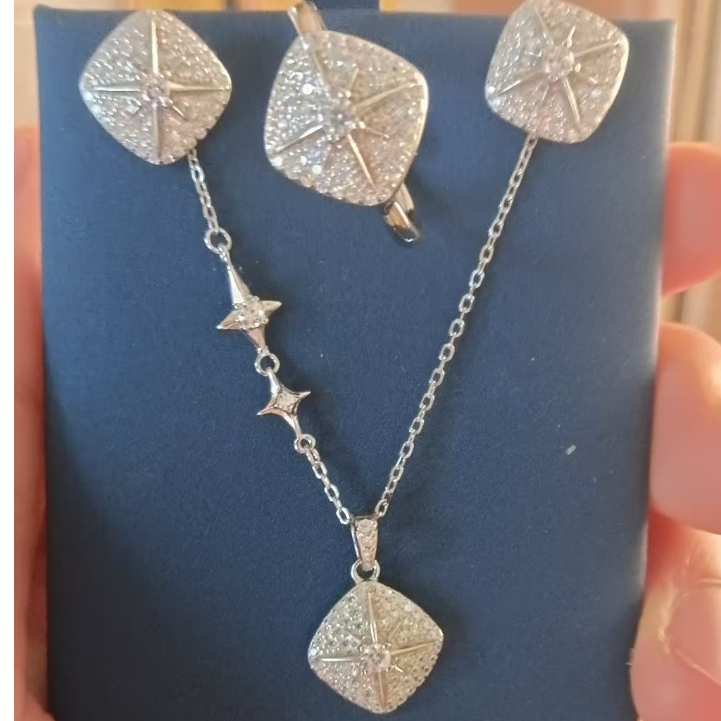 非金属莫桑石项链 爱敏首饰套装