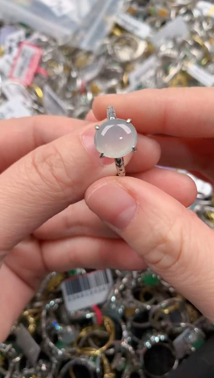 银S925镶嵌戒指翡翠333   10