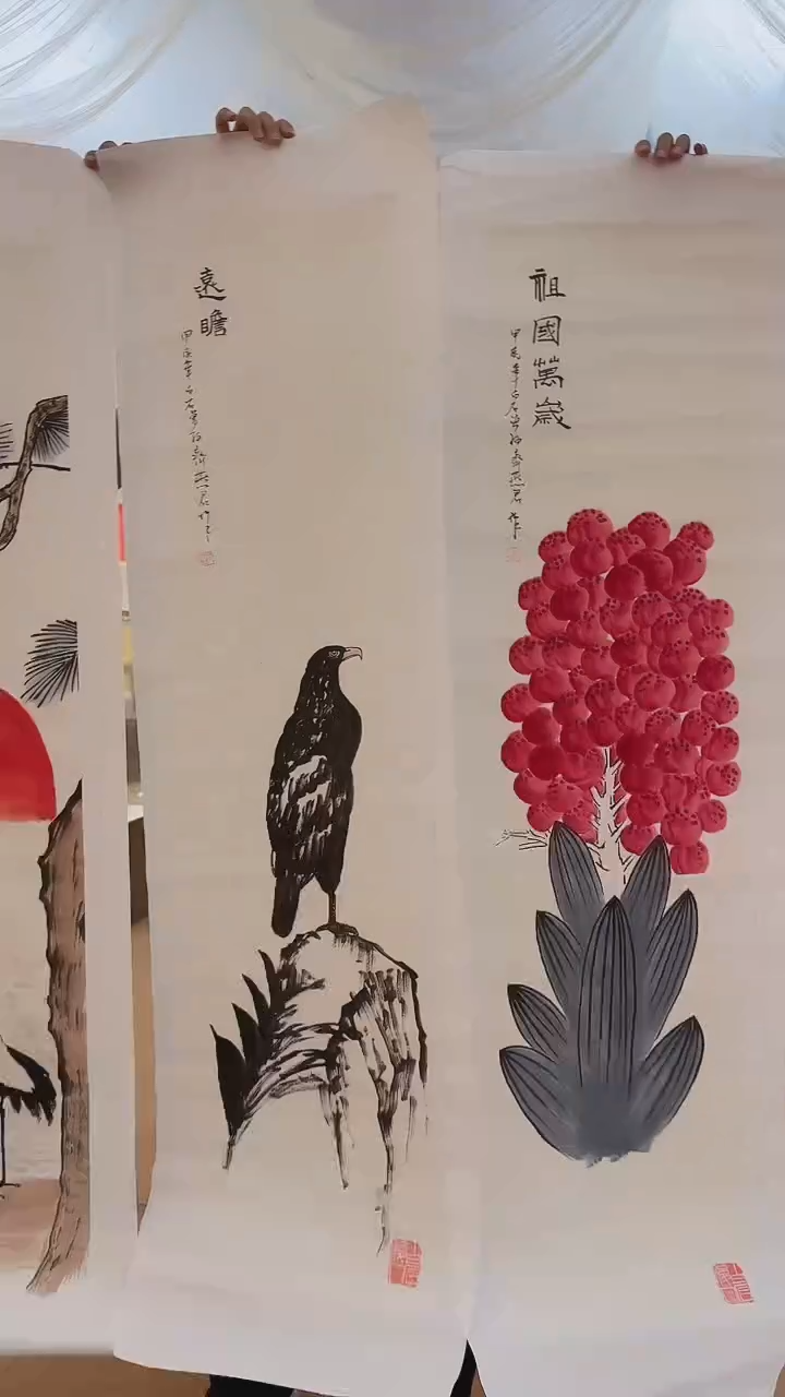 书法Ka7-27-9齐老师4平尺三绝作品