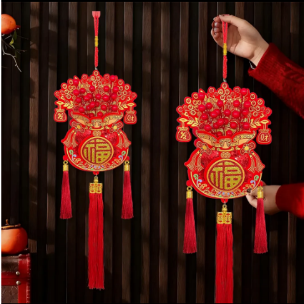 福袋钱袋红果挂件新年装饰品春节福字挂饰客厅背景墙2026马年年货