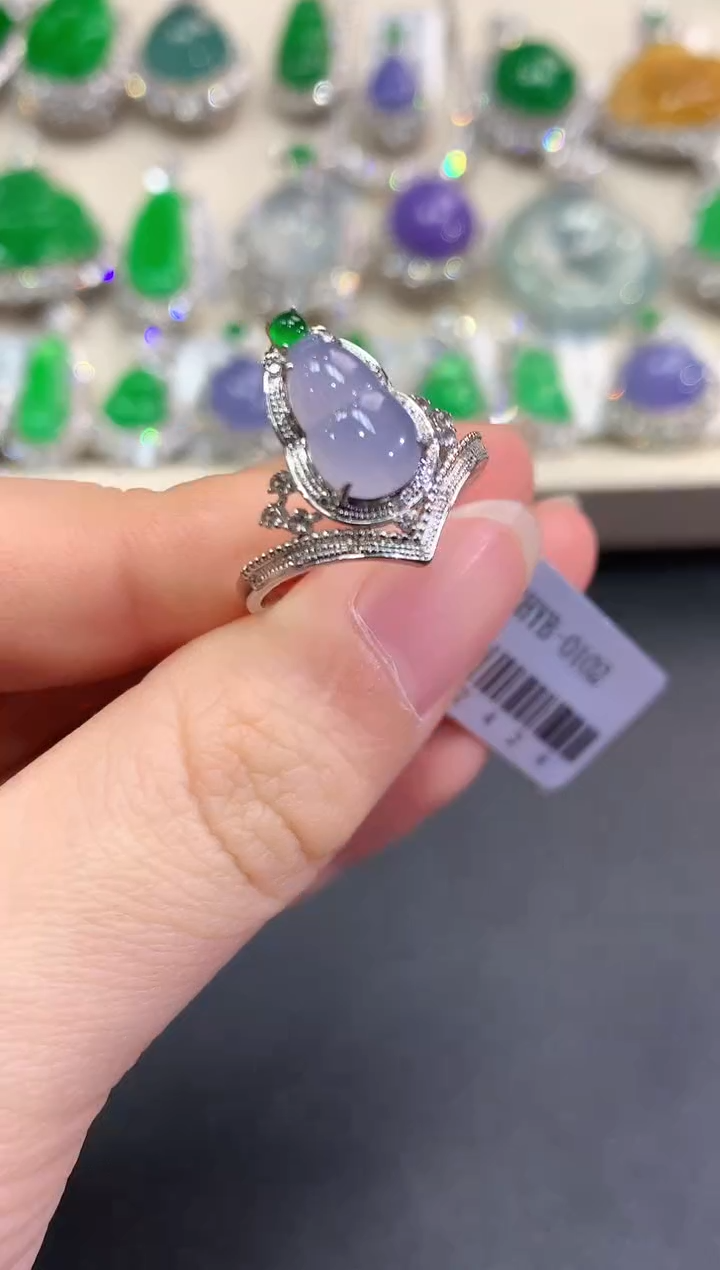 【闪购商品】翡翠戒指18K金镶嵌D4  紫货有色差