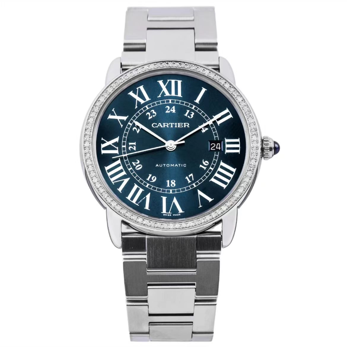 99新 Cartier/卡地亚 伦敦WSRN0023 42蓝盘后钻男士机械手表 19年