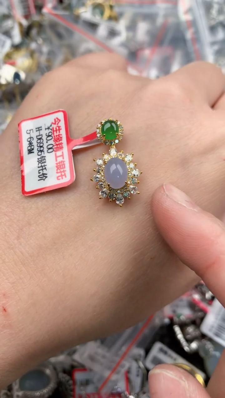 银S925镶嵌戒指翡翠17      10