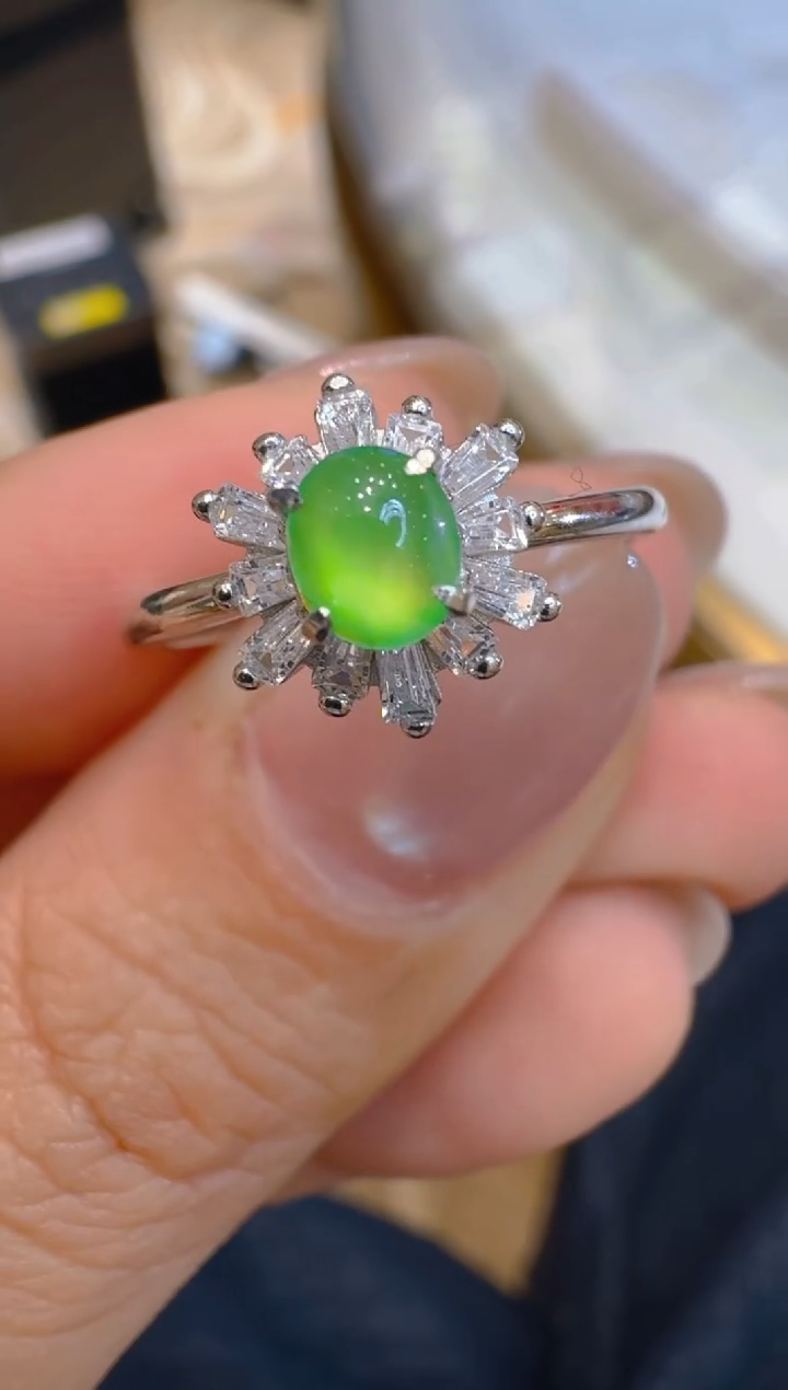 银S925镶嵌戒指翡翠多样性团购发一件