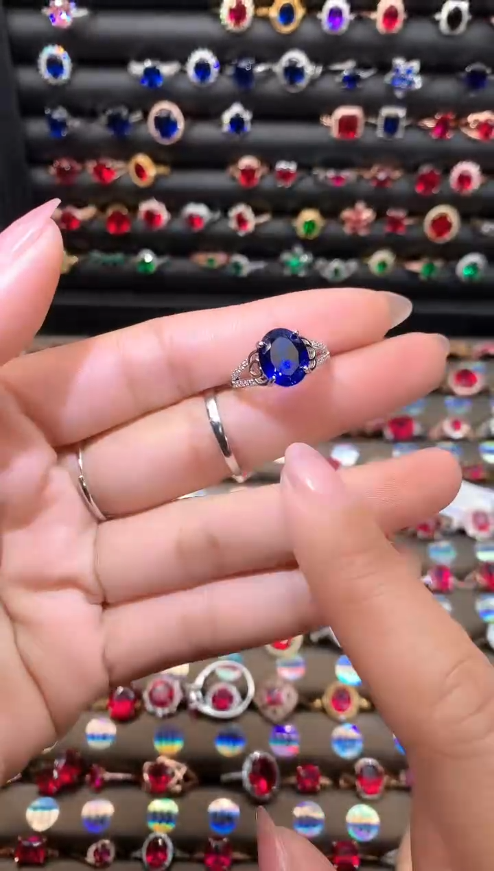 【闪购商品】蓝宝石戒指银S925镶嵌911