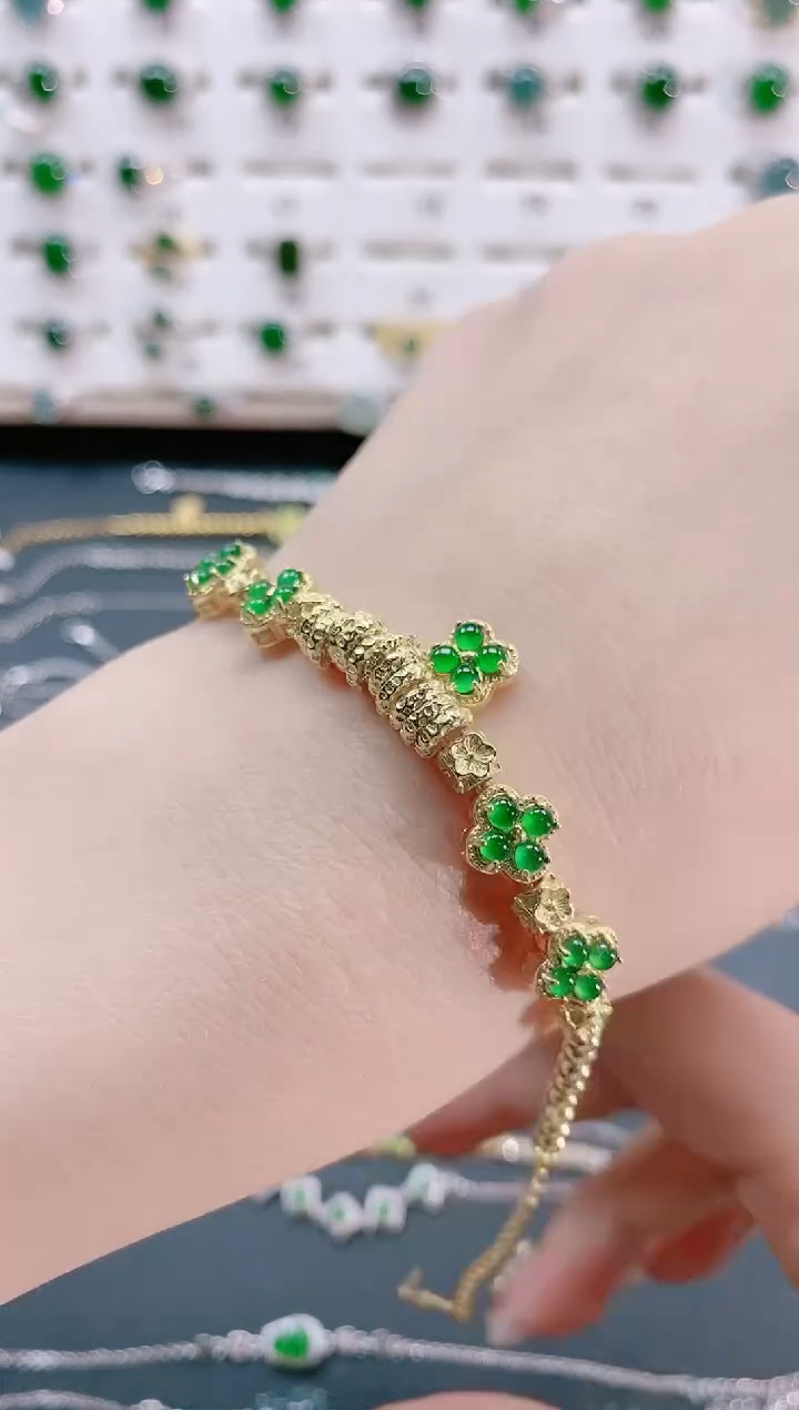 【闪购商品】翡翠手链银S925镶嵌天然翡翠