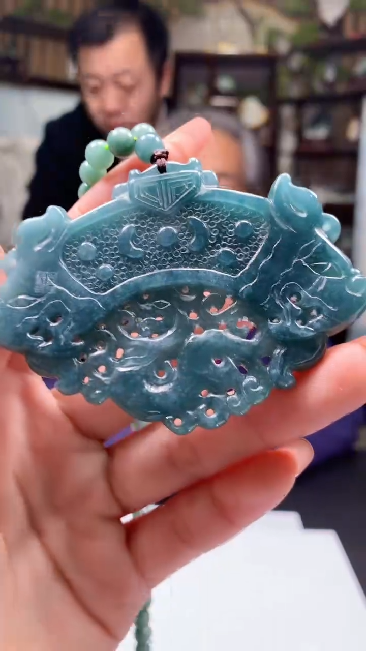 【闪购商品】定制翡翠18K金镶嵌1076ry-毛货挂件赠珠链20