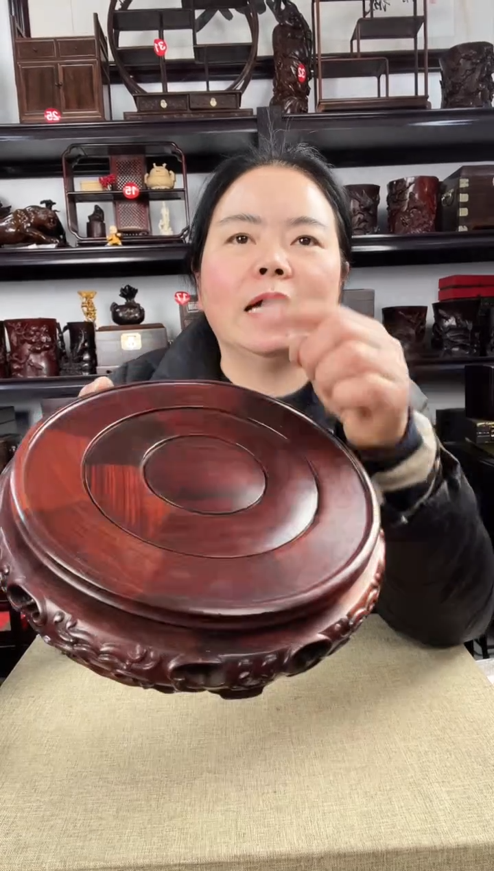 木老李红木工艺品红18公分旋转