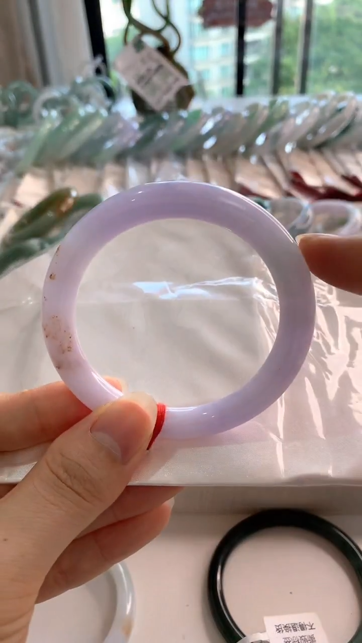 未镶嵌手镯翡翠55圆条樱花粉