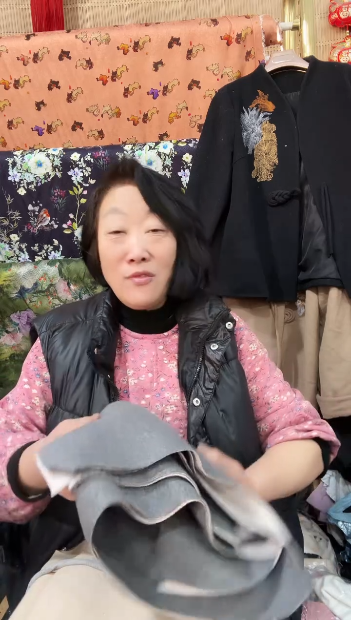 大码水洗羊绒燕麦人字纹弯刀裤裁片一条091