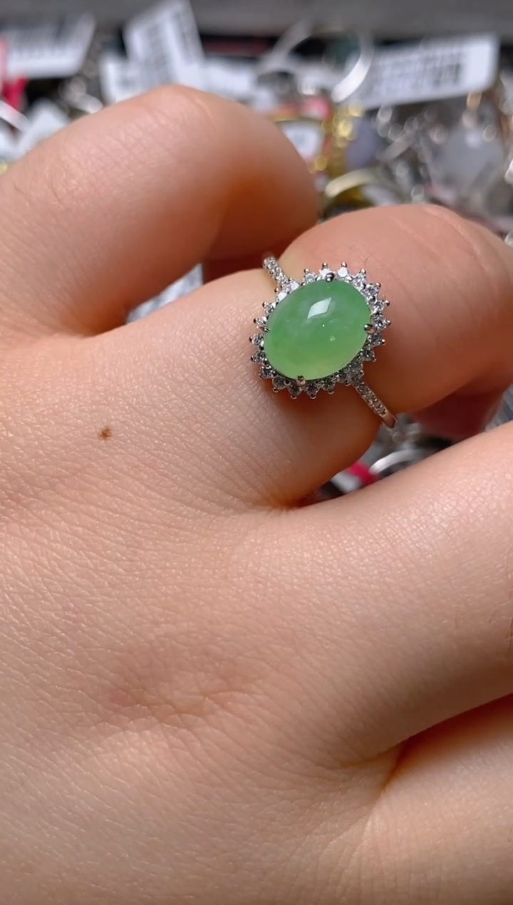 银S925镶嵌戒指翡翠百内无证书