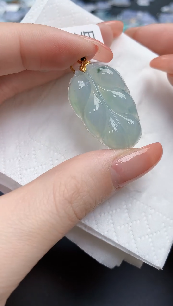 【闪购商品】翡翠颈饰18K金镶嵌天然缅甸翡翠A货