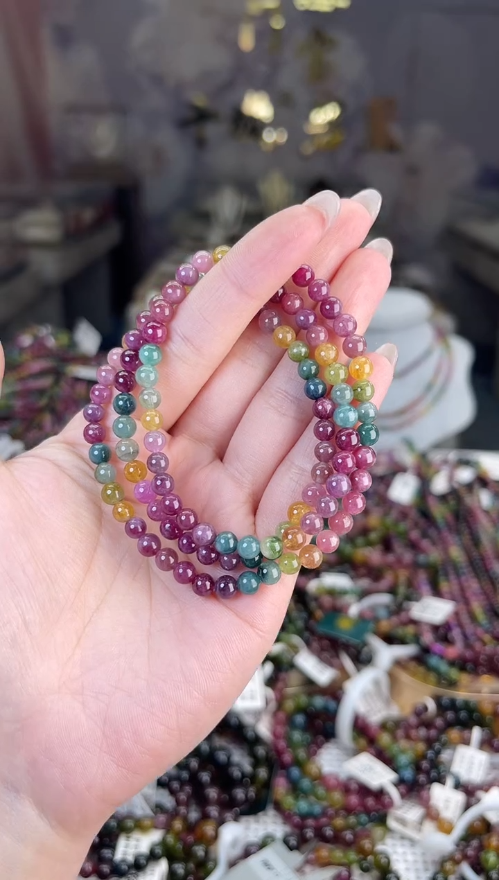 【闪购商品】/未镶嵌碧玺5mm+碧玺多圈多样性发货