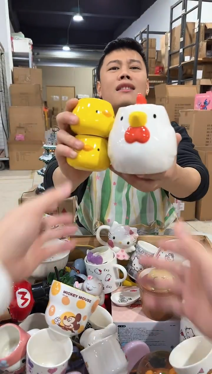 瓷片原盒小鸡茶壶套组